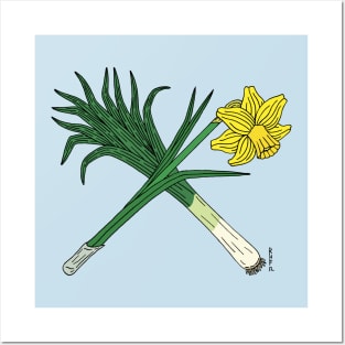 Leek and Daffodil Crossed Posters and Art